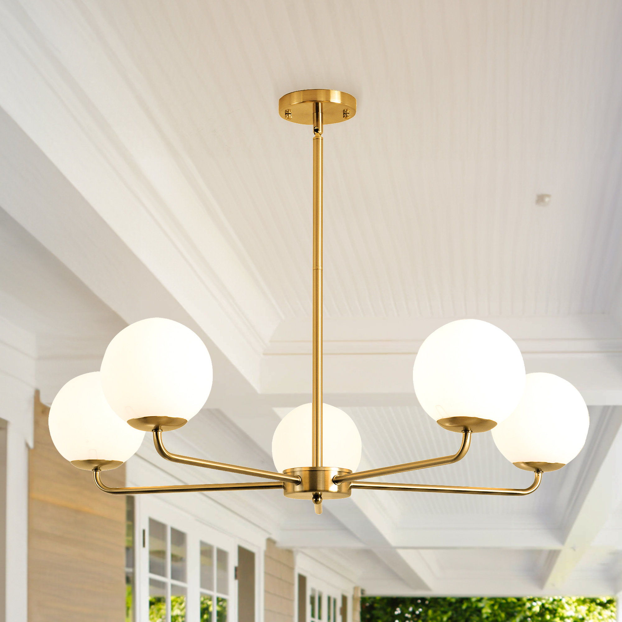 Everly Quinn Kahliah 5 - Light Dimmable Sputnik Globe Chandelier